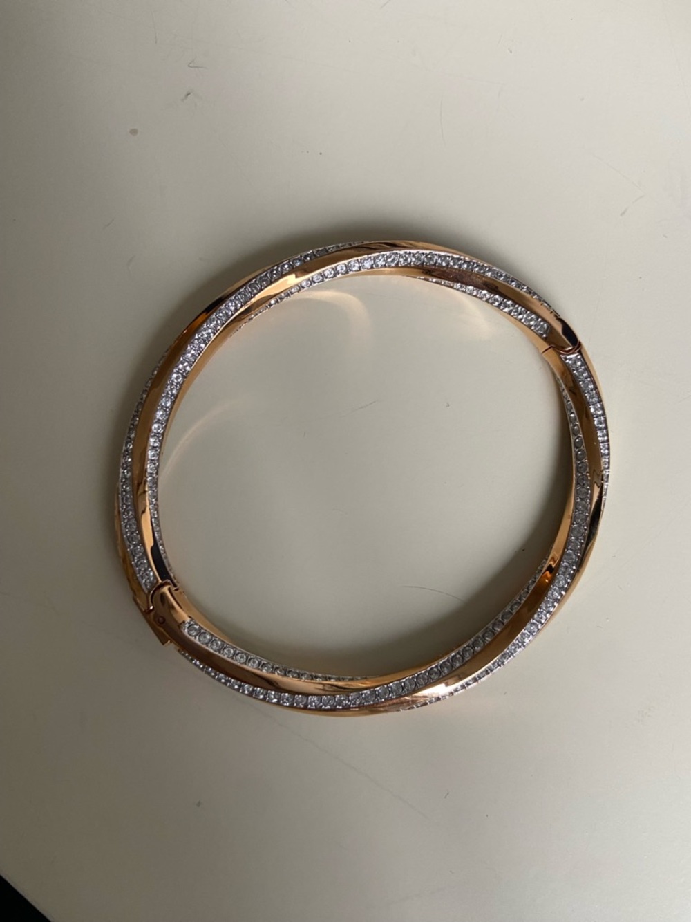Swarovski Rose Gold and Silver Crystal-Trim Triple Bangle Bracelet - Picture 3 of 6